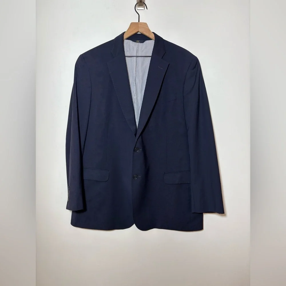 Brooks Brothers 346 Explorer Fitzgerald Fit Solid Navy Blue Wool Blazer Mens 45R